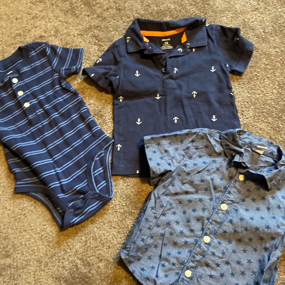 Carter’s and Old Navy Bundle Boys Blue Short Sleeve 18 Months Shirts